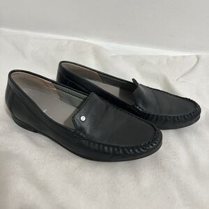 Ara Mocassin Loafer Shoes Size UK 6 / US 8 Black Leather Career Preppy Flats